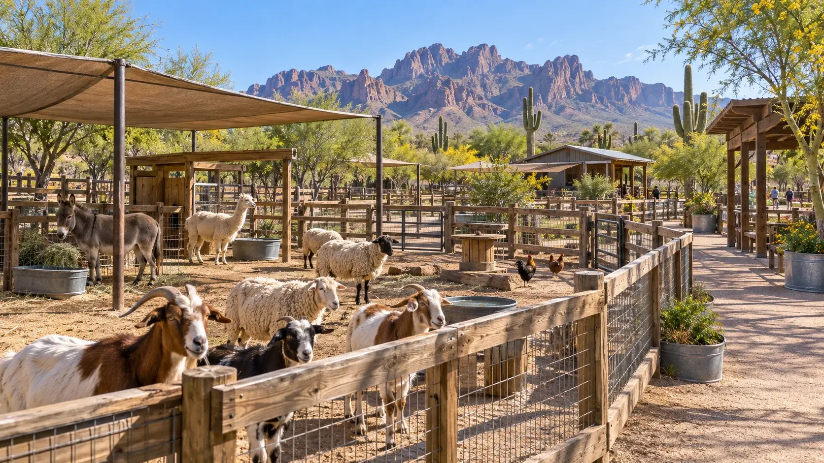 Illustrative Arizona petting-zoo scene