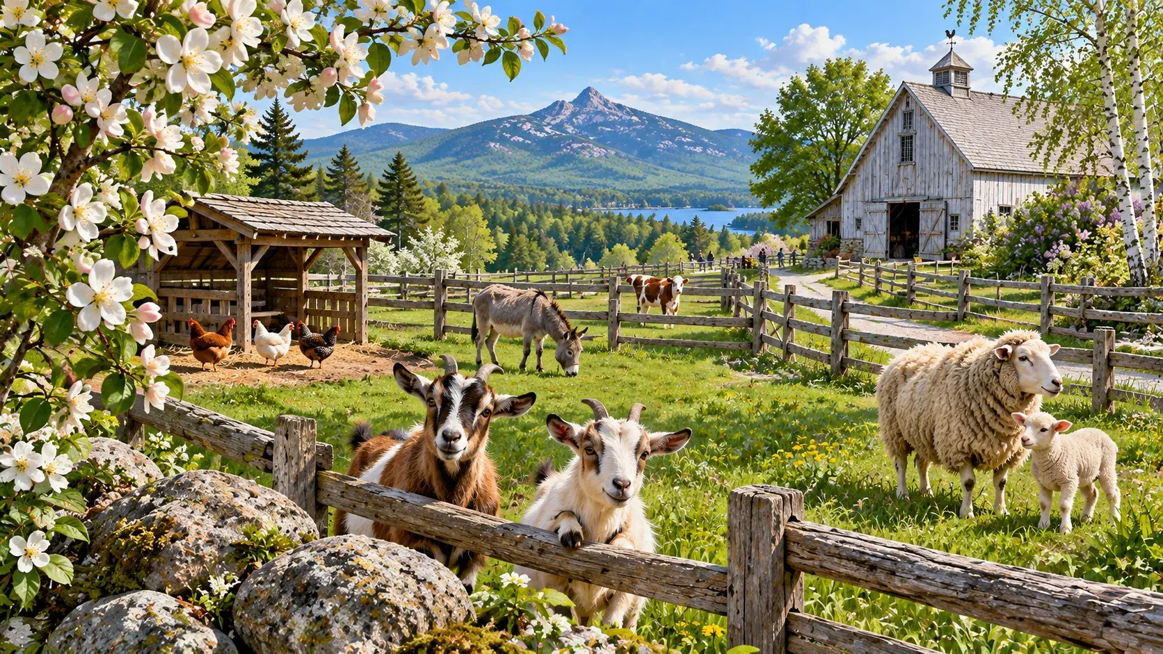 Farm animals at a New Hampshire petting farm