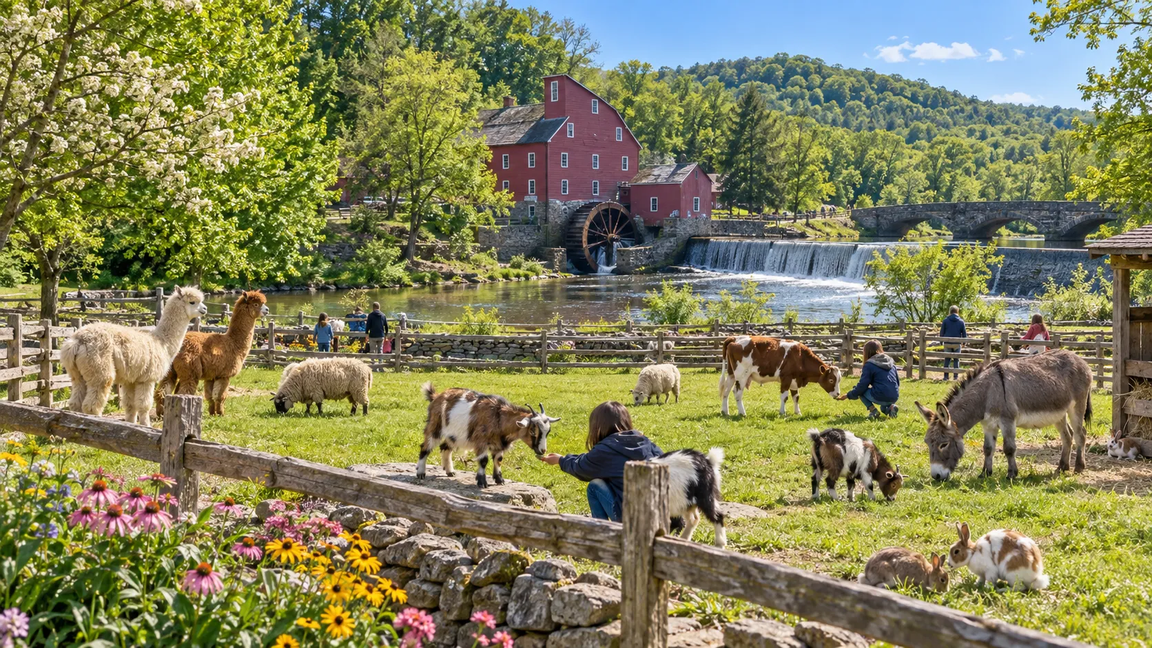 Goats, sheep, alpacas, donkeys, and rabbits at a New Jersey animal farm