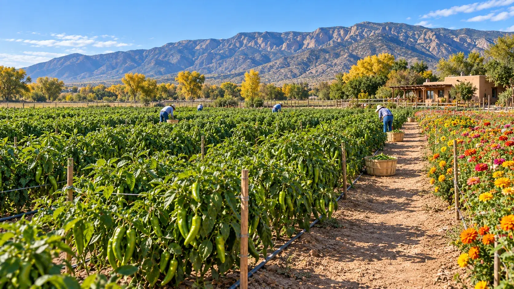 Illustrative New Mexico u-pick farm scene