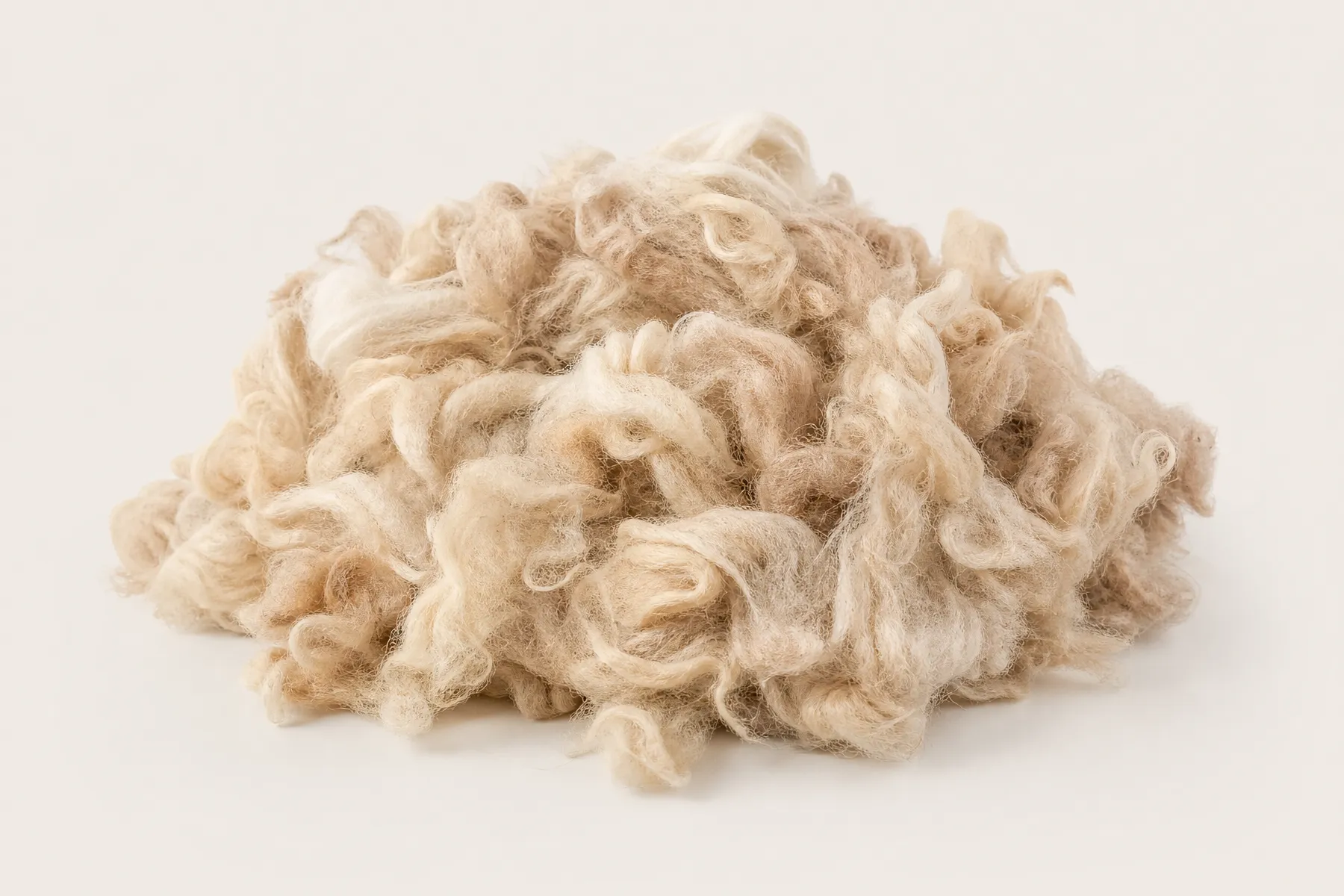 Raw alpaca fleece shown in a lanolin comparison