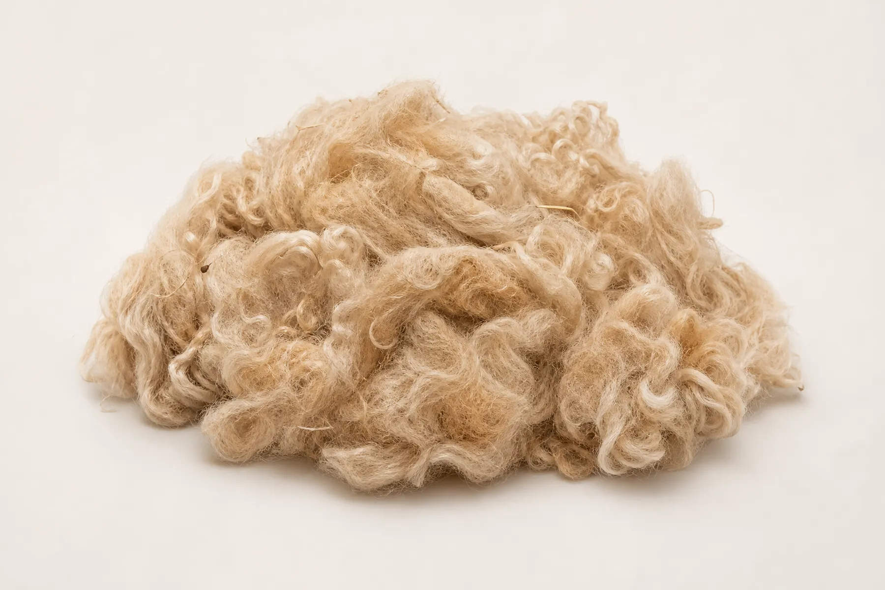 Freshly shorn raw alpaca fleece before processing