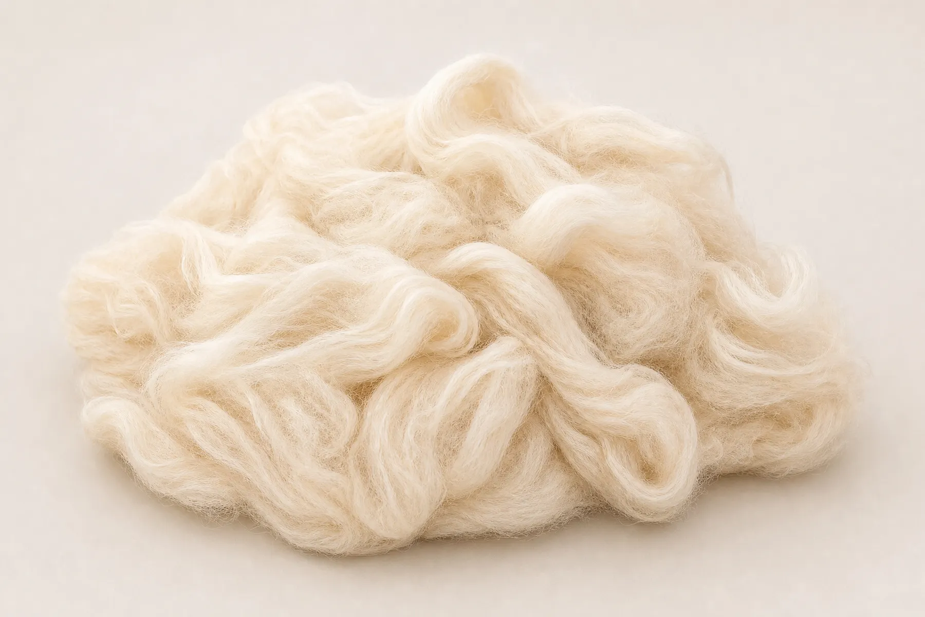 Fine alpaca fiber shown for a softness comparison