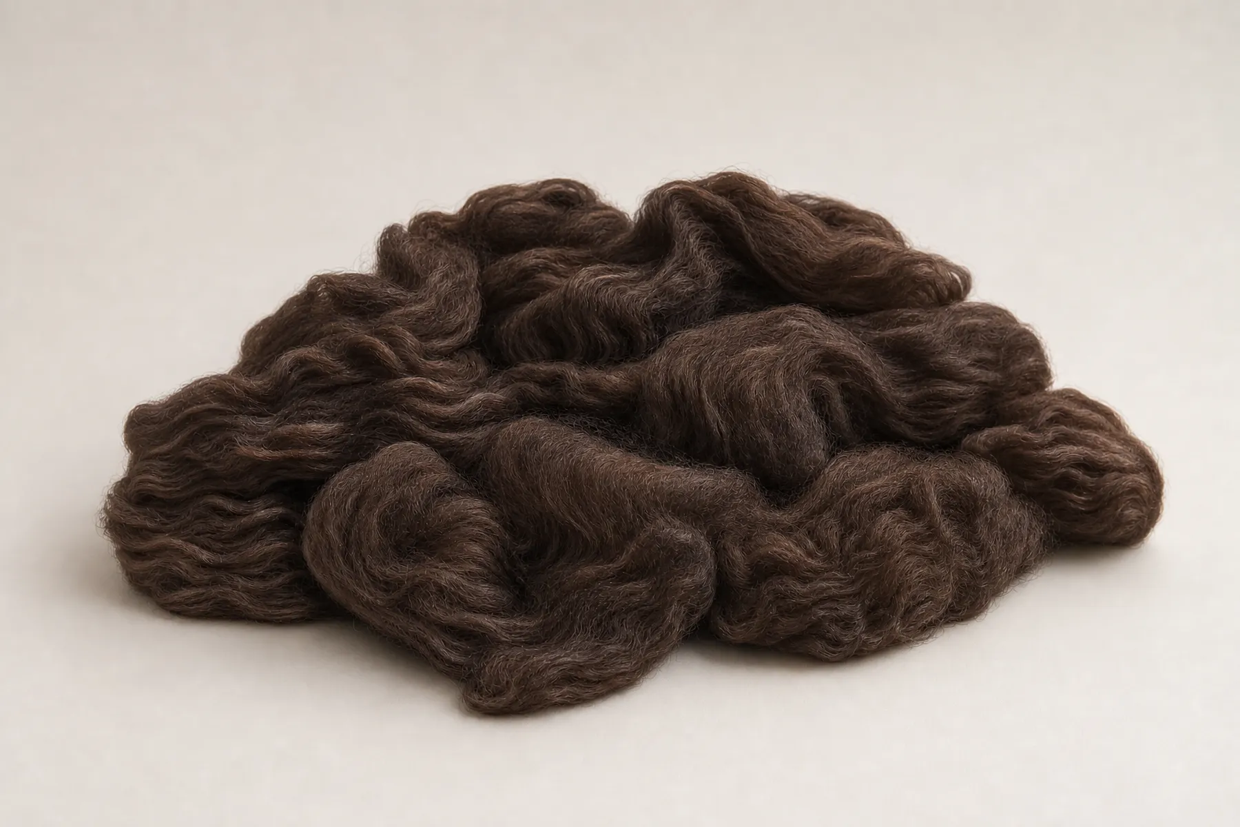 Brown alpaca fleece showing natural variations in color