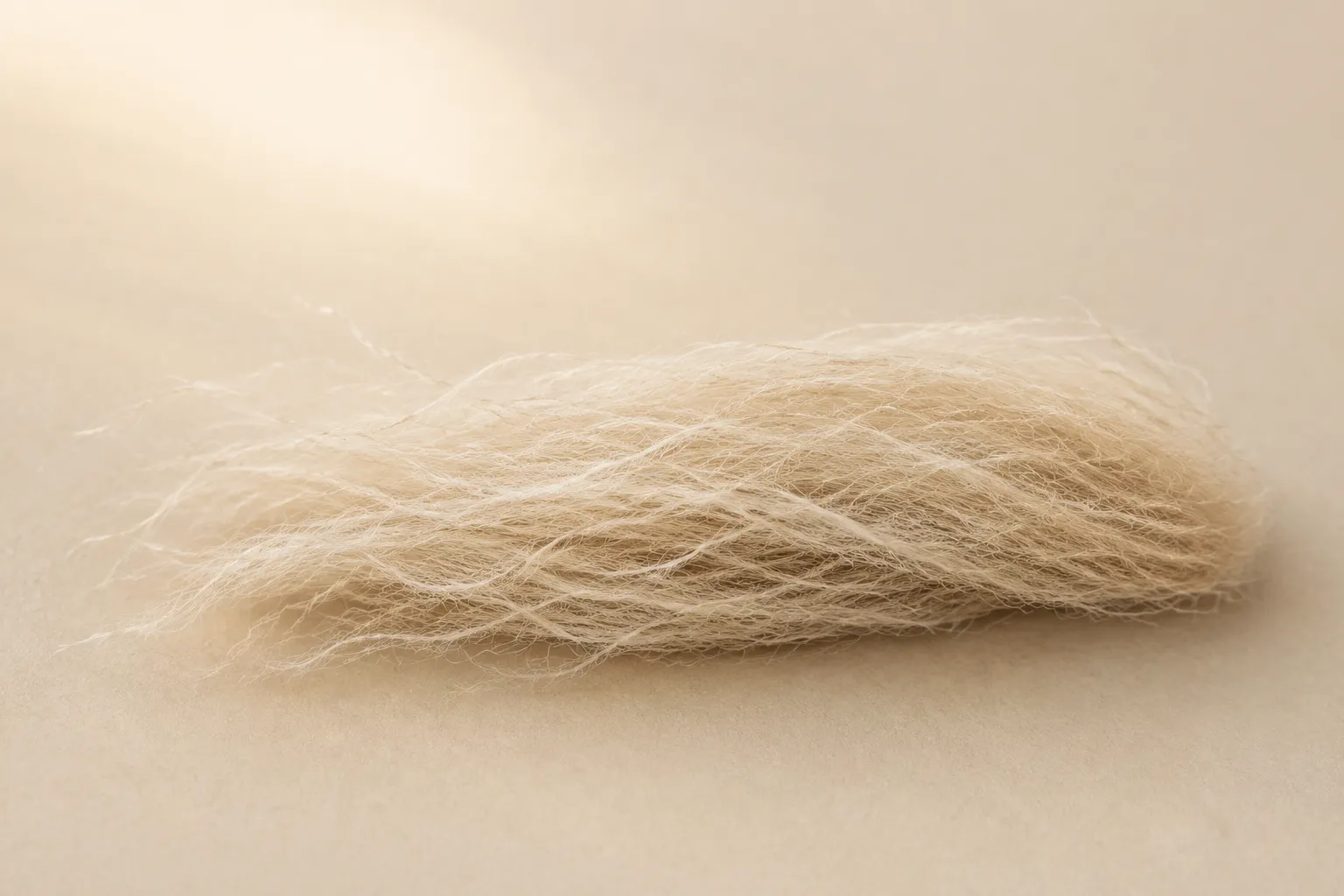 Very fine alpaca fibers representing approximately 18 microns