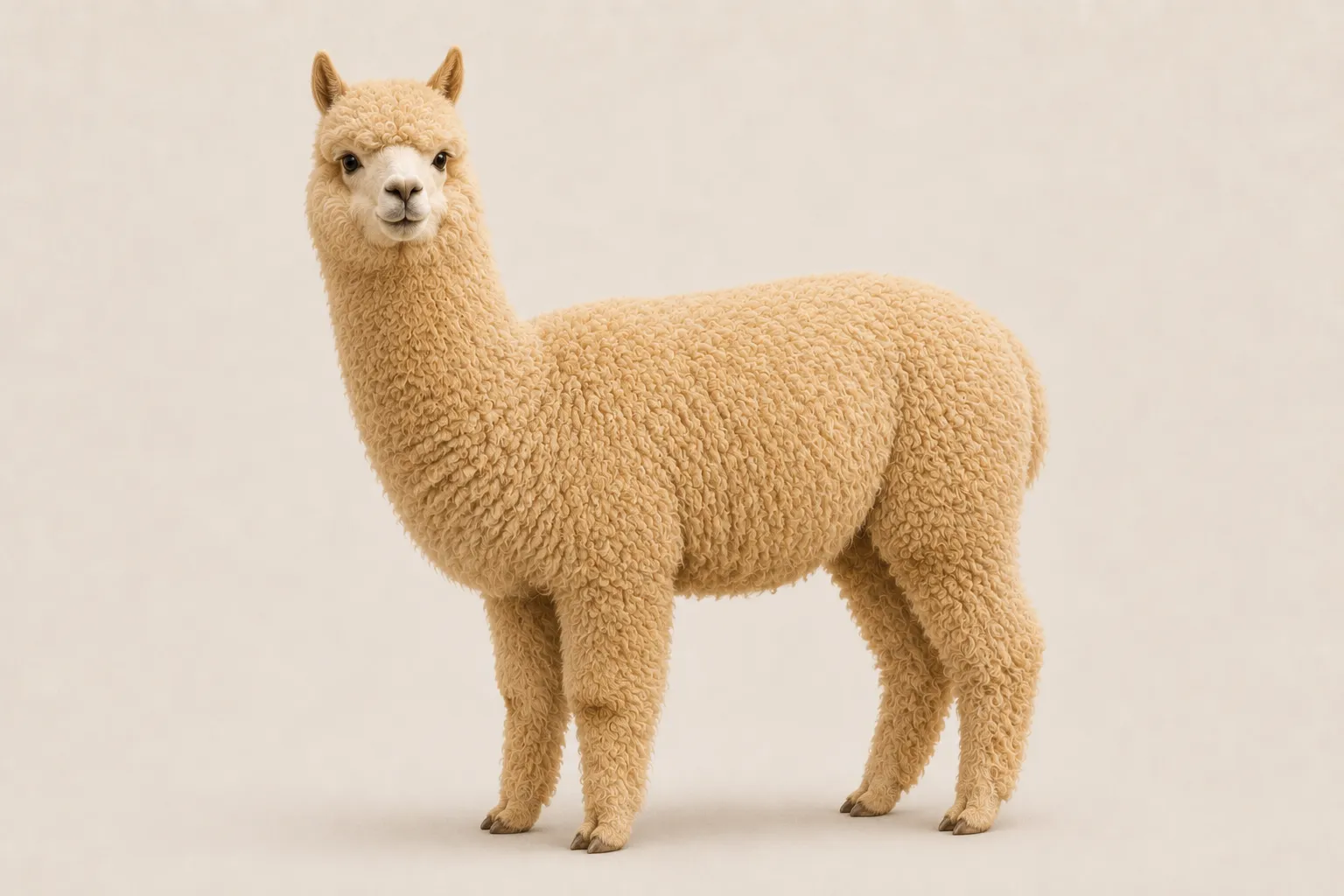 Huacaya alpaca showing dense fluffy fleece