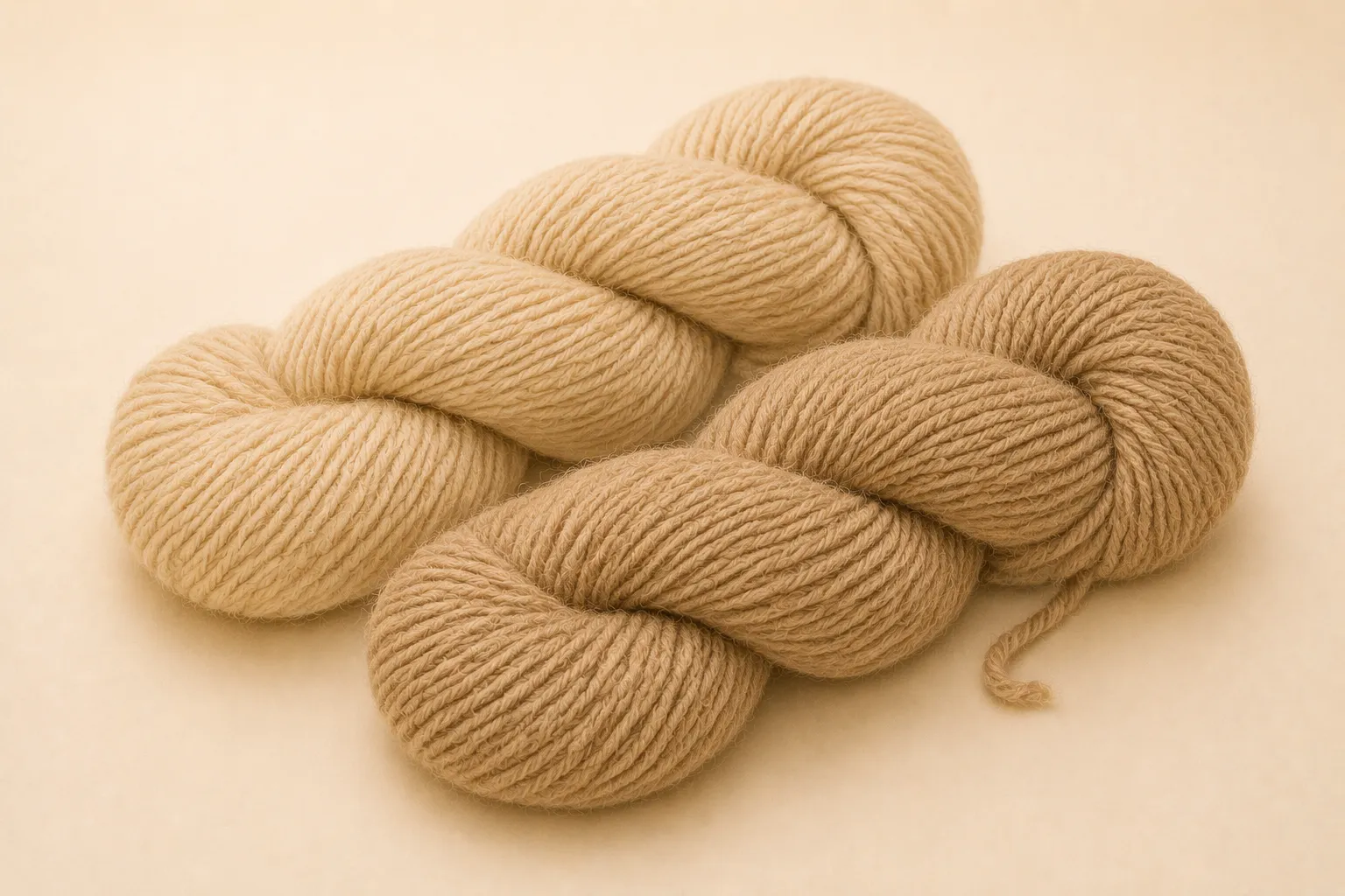 Finished alpaca yarn after the fleece preparation process