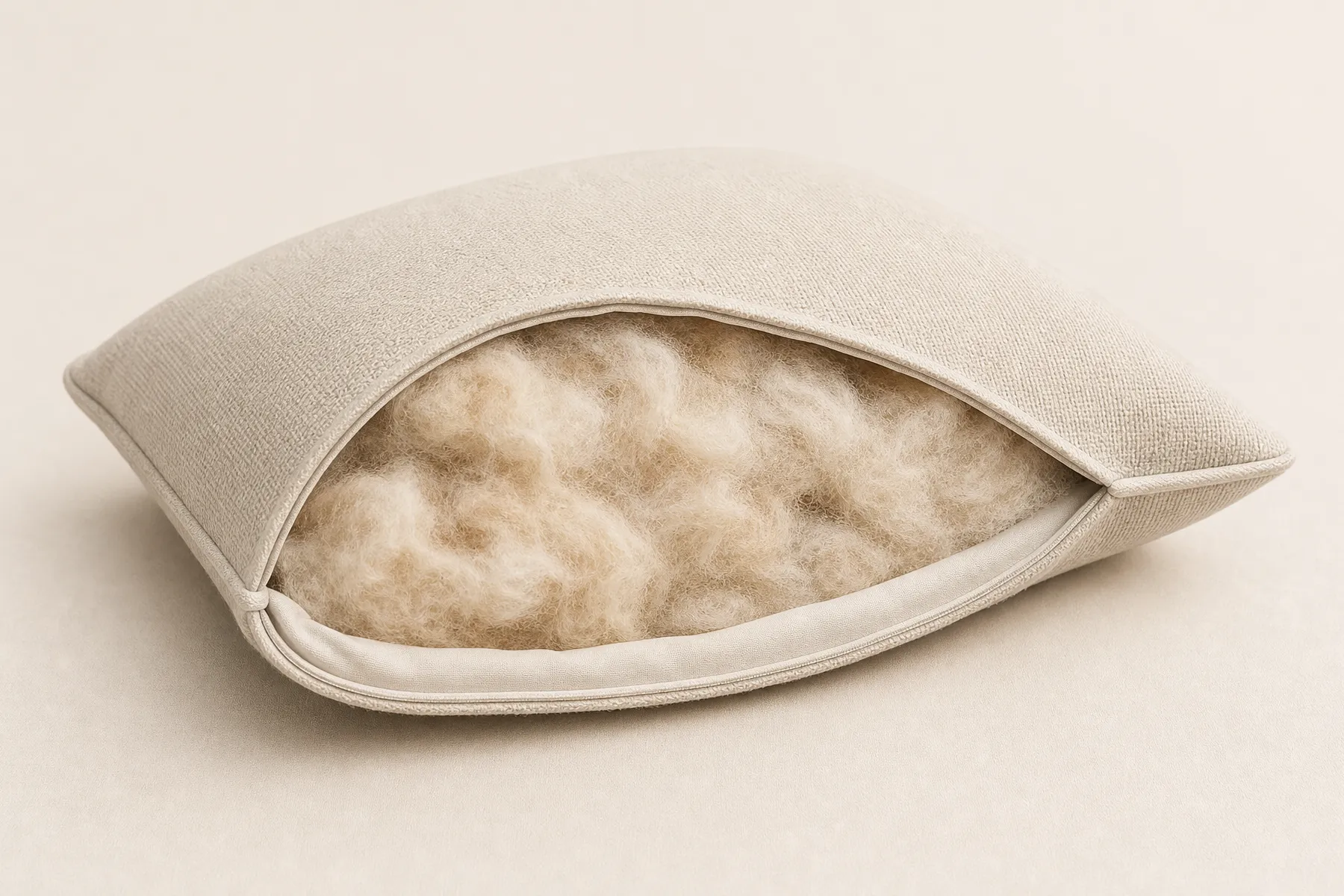 Prepared alpaca fiber used as natural filling in a household textile item