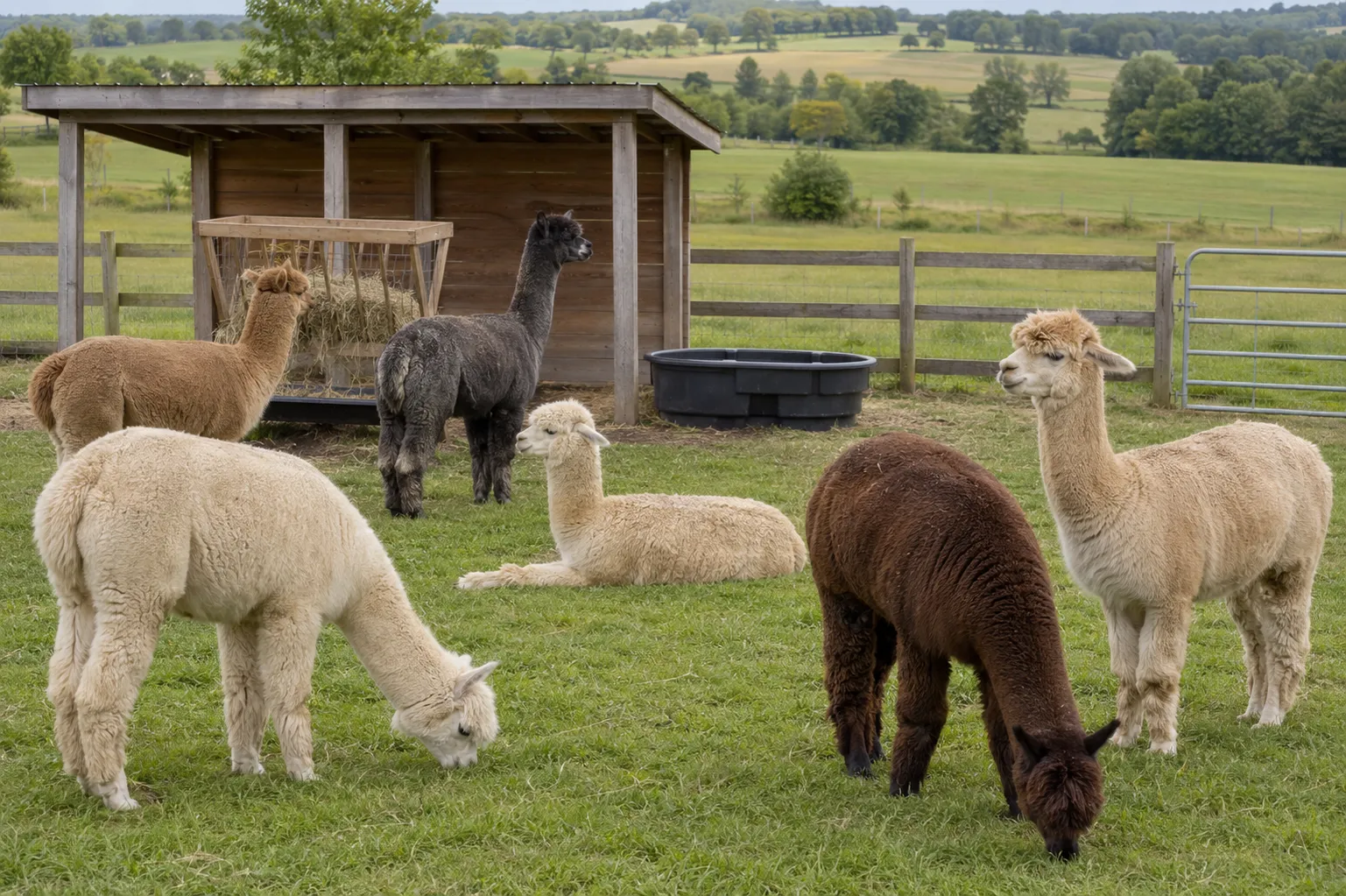 Adult alpacas living together as a herd