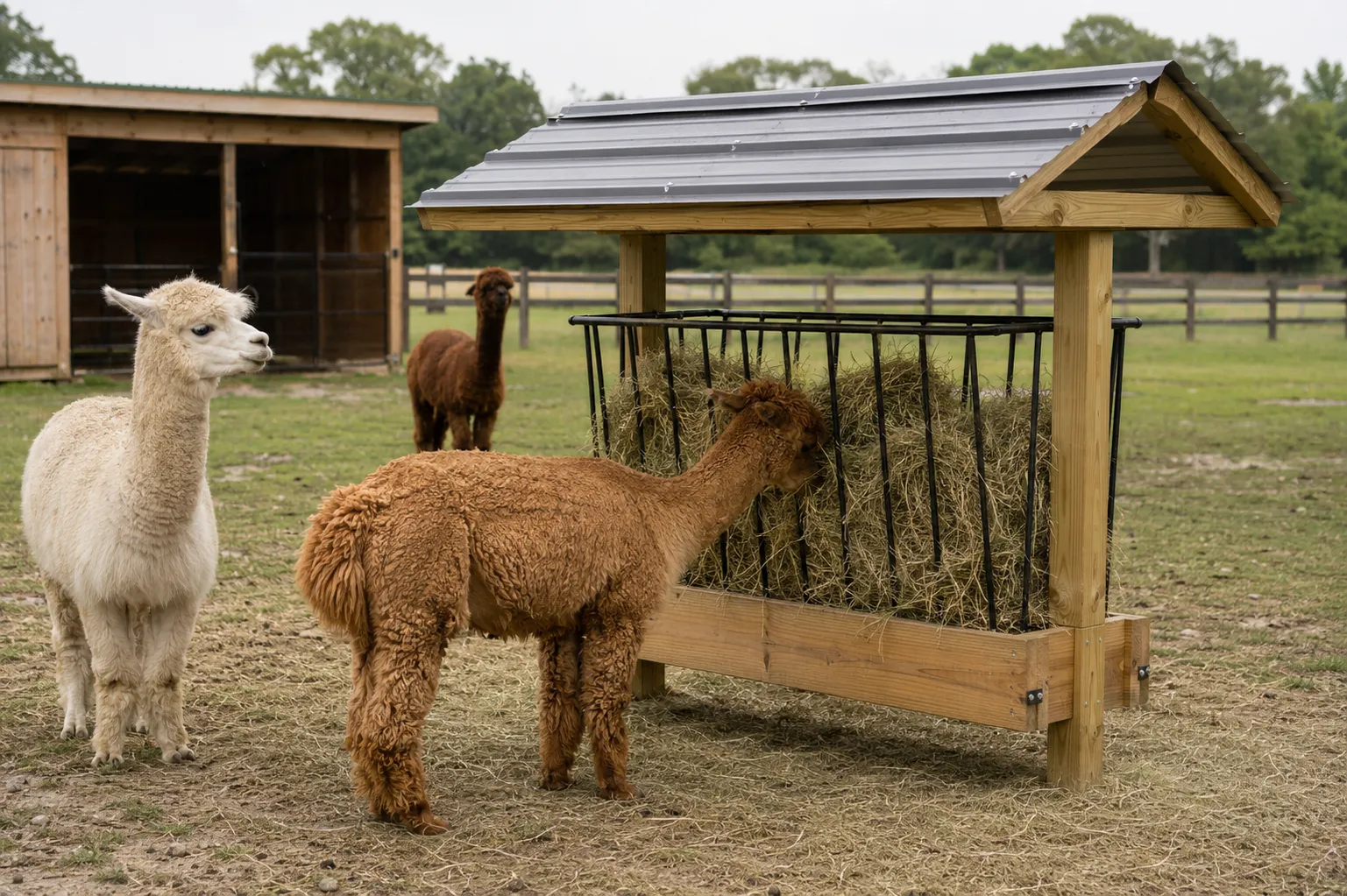 Grass pasture and hay used as alpaca forage